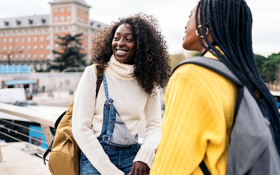 Two HBCU students on campus.